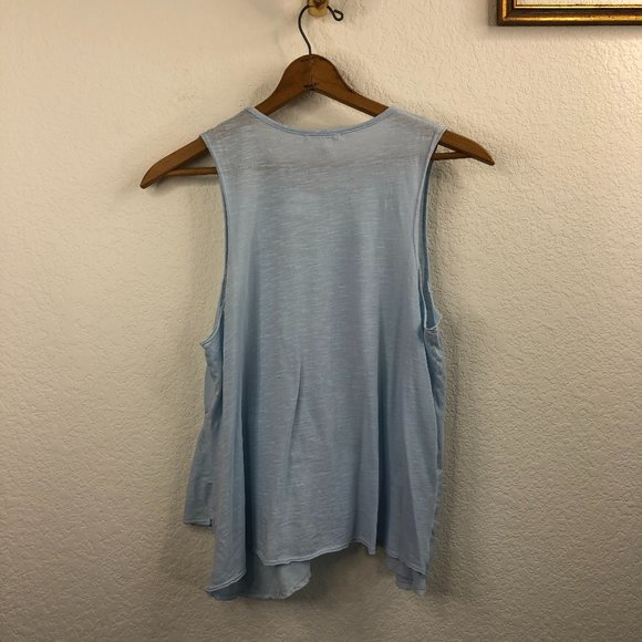 Sundry Amour Peplum Surf Baby Blue Printed Cotton Tank - Picture 4 of 9